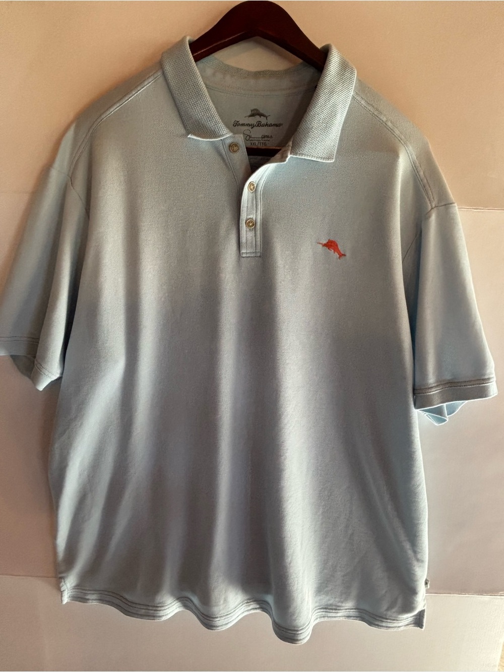 Tommy Bahama Men's Polo Shirt Blue Solid Short Sleeve Collared Logo 2XL